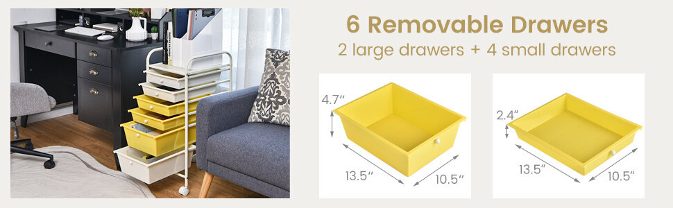 6-drawer rolling storage cart