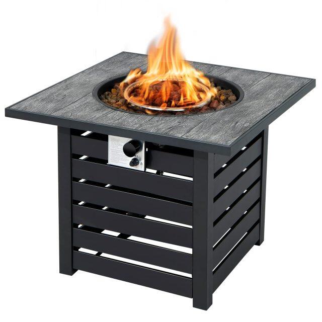 32" Outdoor Square Firepit with Waterproof Cover