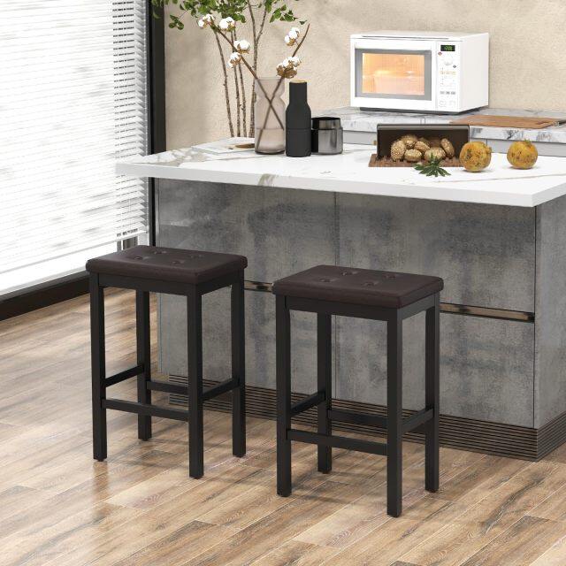 Bar Stools Set of 2/4 24-inch Backless Counter Height Stools