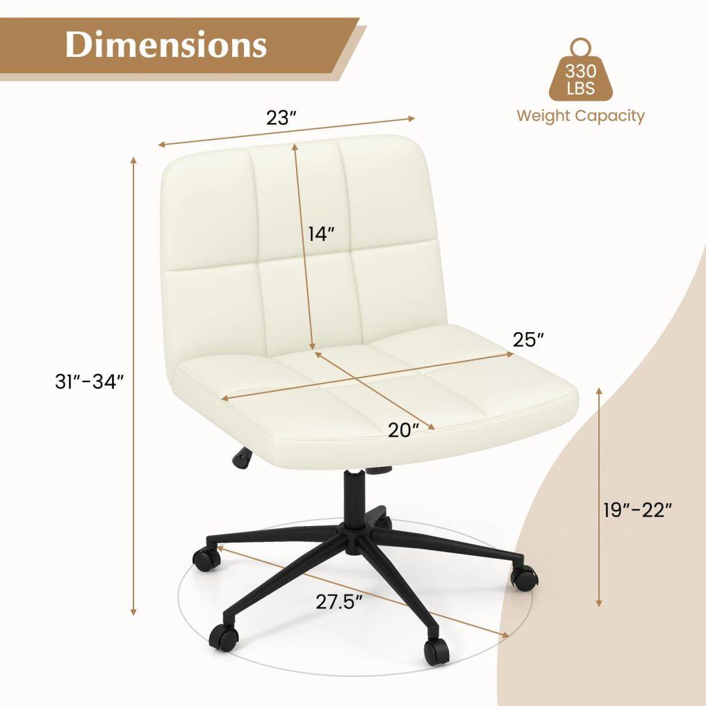 Criss Cross Chair with Wheels PU Leather Upholstered Swivel Office Chair with Height Adjustable
