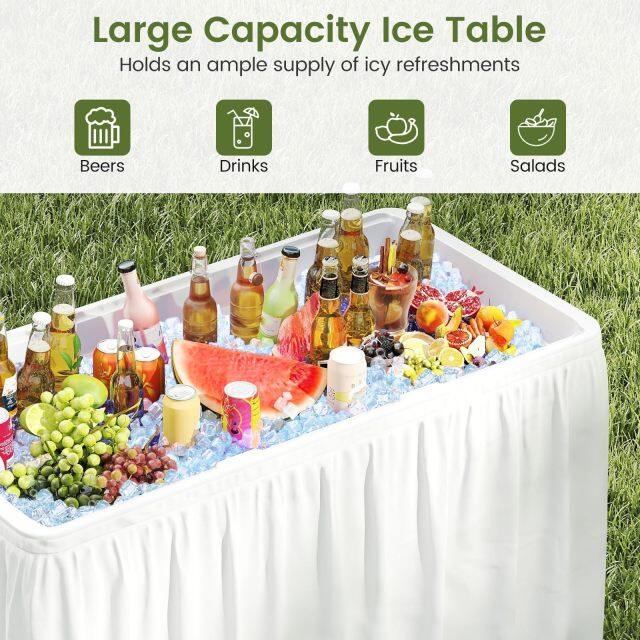 46” Cooler Table Folding Ice Table for Parties with Drain