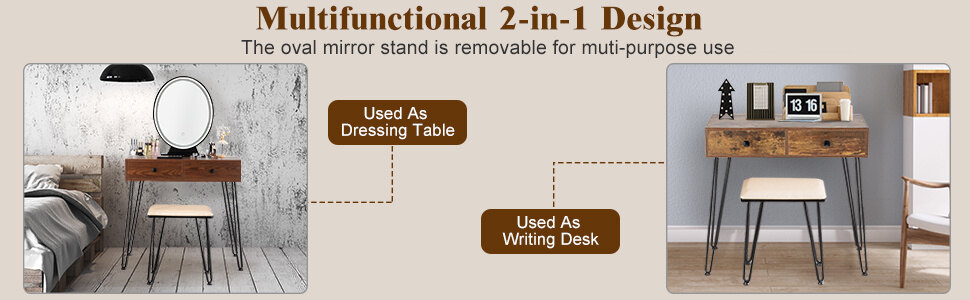 vanity set with lighted mirror