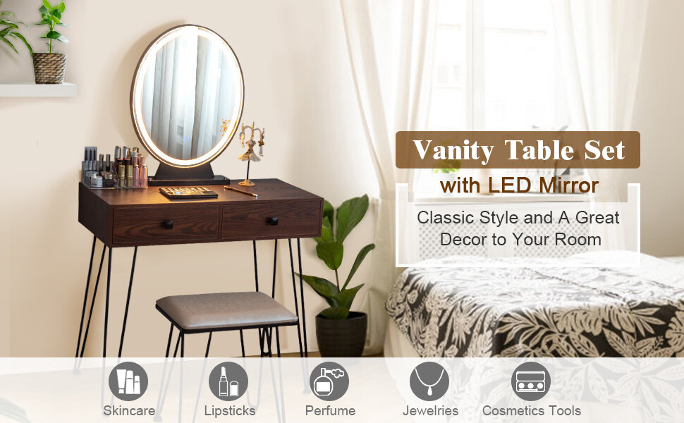 vanity desk with stool