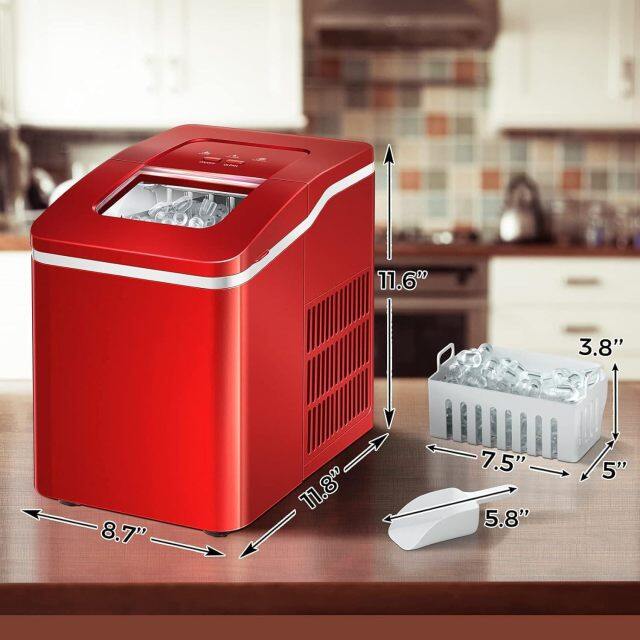ARLIME Portable Ice Maker Machine for Countertop, Bullet Ice Cubes Ready in 8 Mins, 26LBS/24H