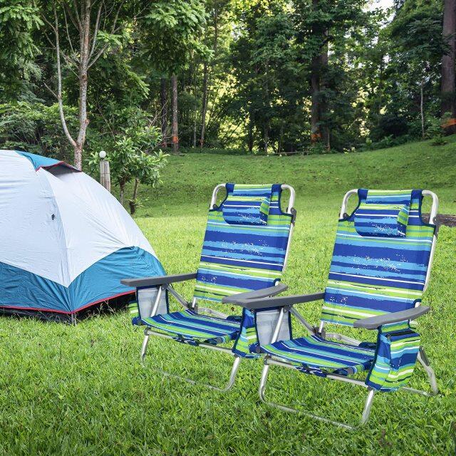 Backpack Beach Chairs 2/4-Pack Portable Camping Chairs with Cup Holder