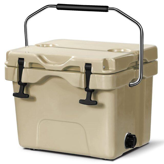 16 Quart Cooler 24 Can Insulated Ice Chest Box with Heavy Duty Handle and 2 Cup Holders