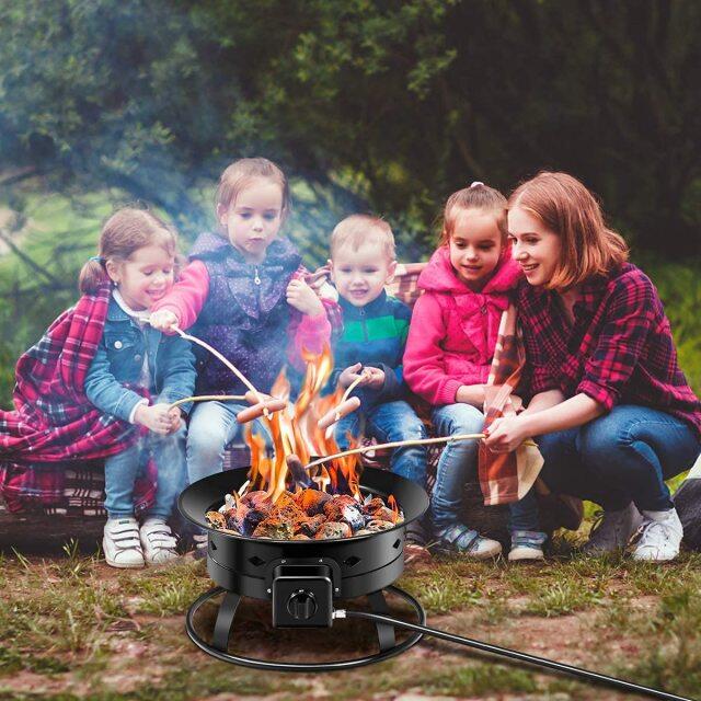Gas Fire Pit Outdoor Portable Propane Fire Bowl, ARLIME Gas Fire Pit Bowl 19"