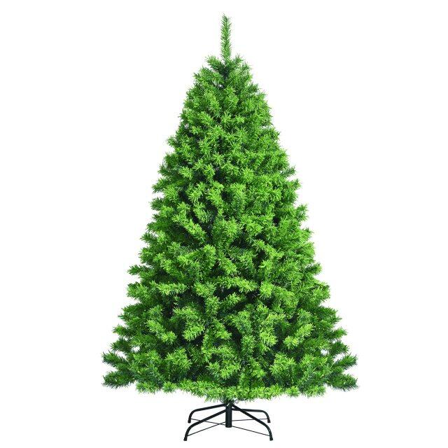 6.5Ft Artificial Christmas Tree Realistic Snow Flocked Hinged Pine Tree with Solid Metal Stand