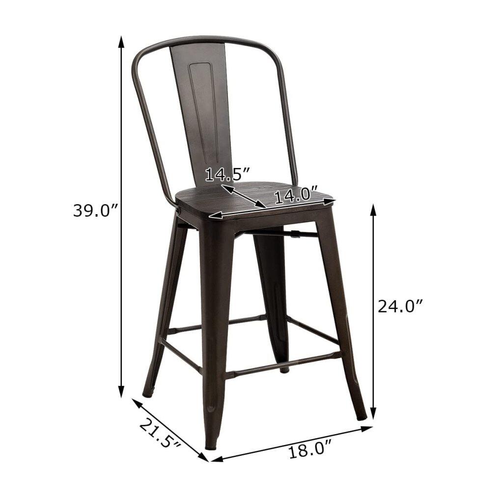 Dining Stools with Wood Seat and Backrest