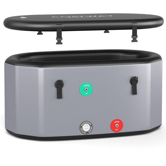 129 Gal Oval Ice Bath Tub w/Cover Portable Outdoor Ice Bath Tub w/Backpack