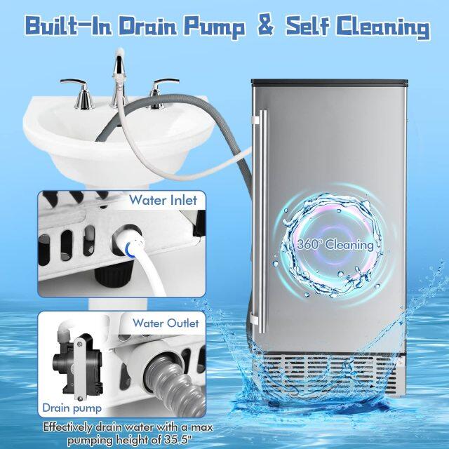 Commercial Ice Maker, 80LBS/24H Freestanding and Under Counter 115V Industrial Ice Machine with Self-Cleaning Function