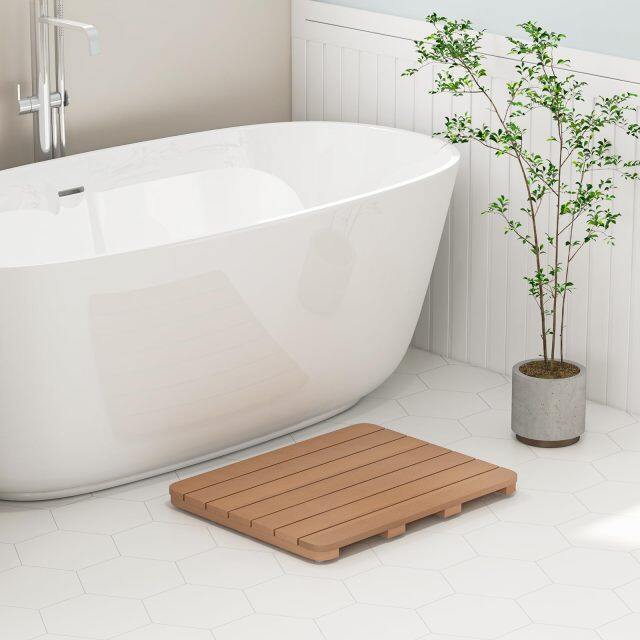 Non-Slip Shower Mat for Indoor & Outdoor with Slatted Design for Bathtub Doorway Pool Patio