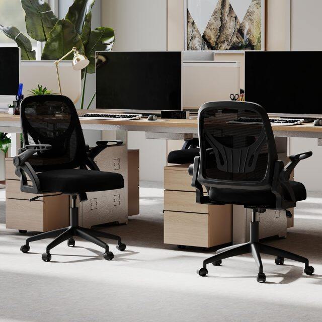 Comfy Swivel Rolling Desk Chair with Adjustable Height & Flip-Up Armrests