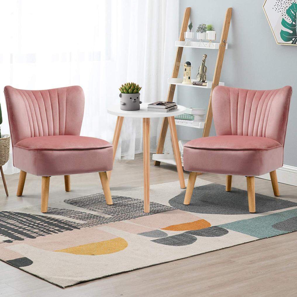 3pcs Velvet Accent Chair with End Table Set for Living Room Bedroom
