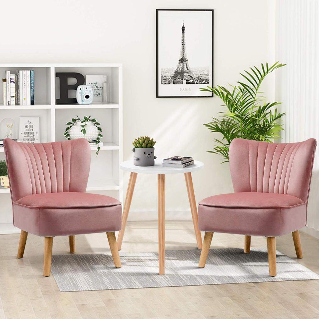3pcs Velvet Accent Chair with End Table Set for Living Room Bedroom