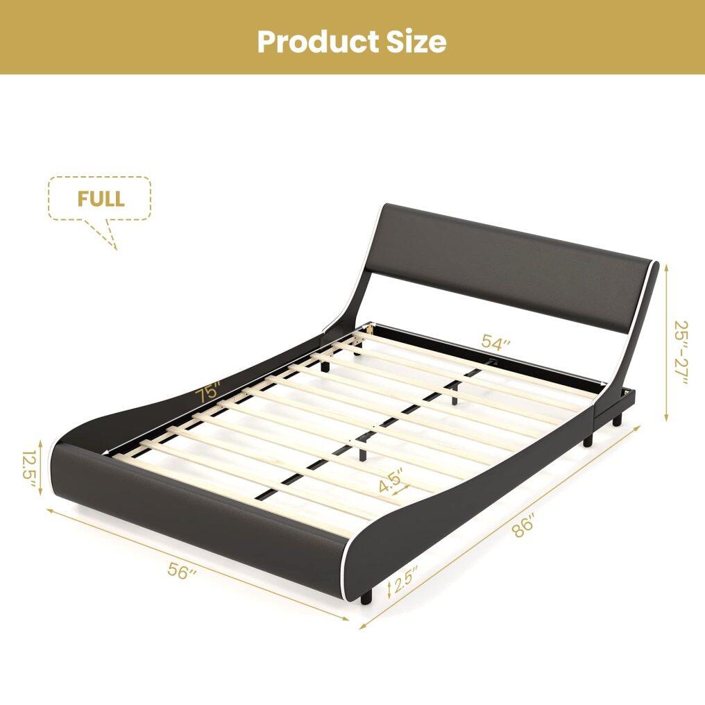 KOMFOTT Upholstered Platform Bed Frame with Adjustable Headboard Full/Queen/King Size