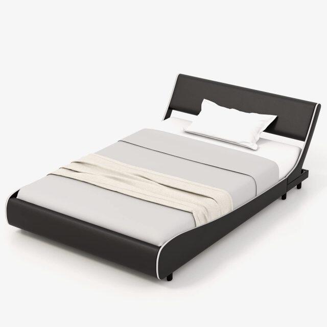 KOMFOTT Upholstered Platform Bed Frame with Adjustable Headboard Full/Queen/King Size