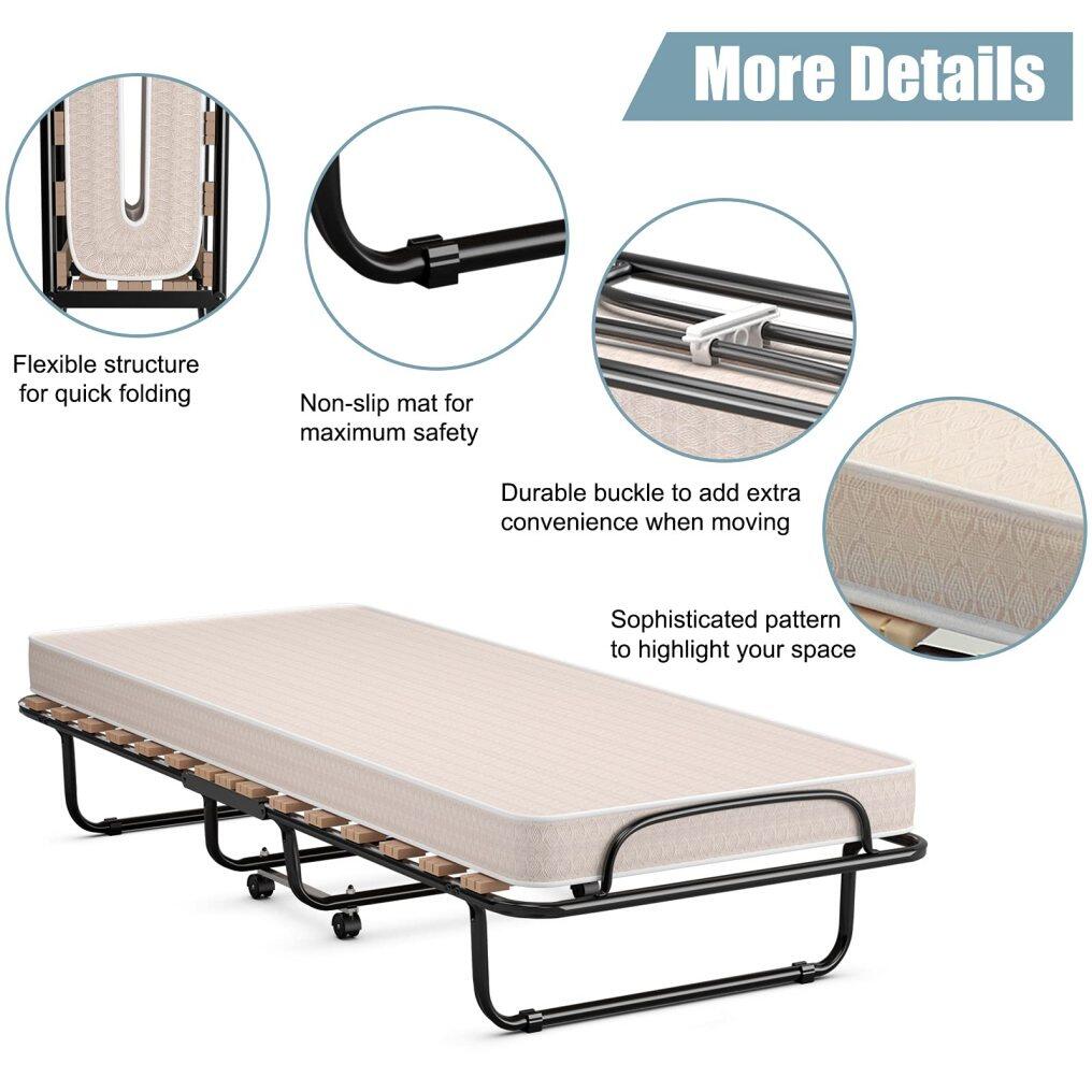 KOMFOTT Folding Rollaway Bed with Mattress