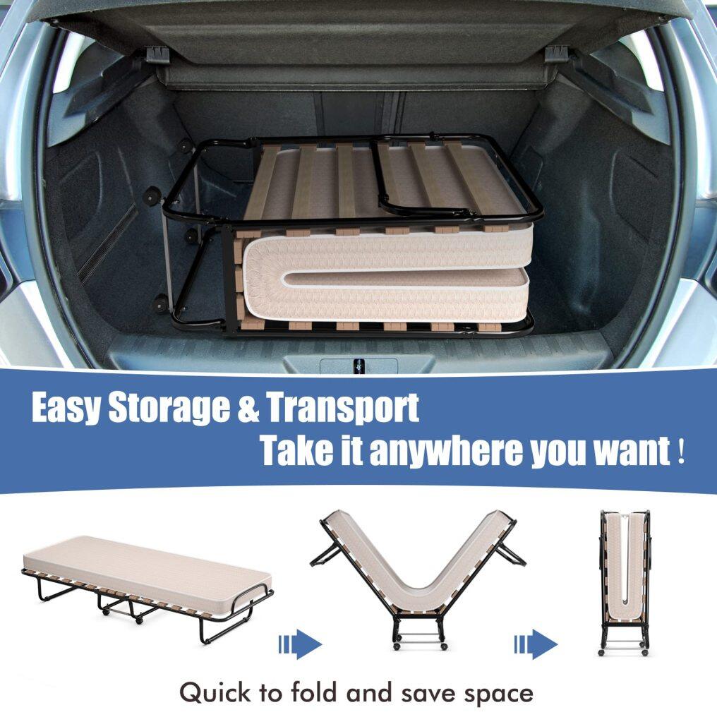 KOMFOTT Folding Rollaway Bed with Mattress
