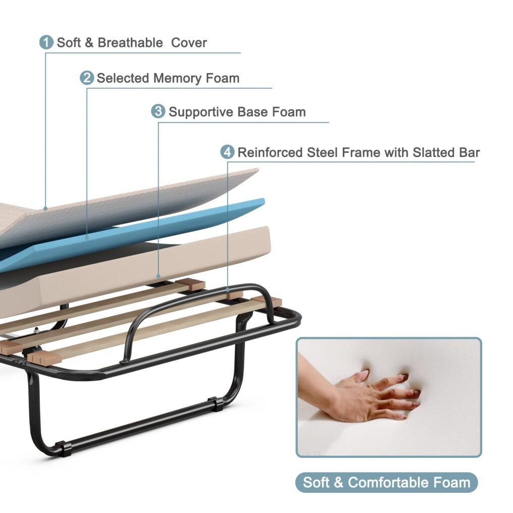 KOMFOTT Folding Rollaway Bed with Mattress
