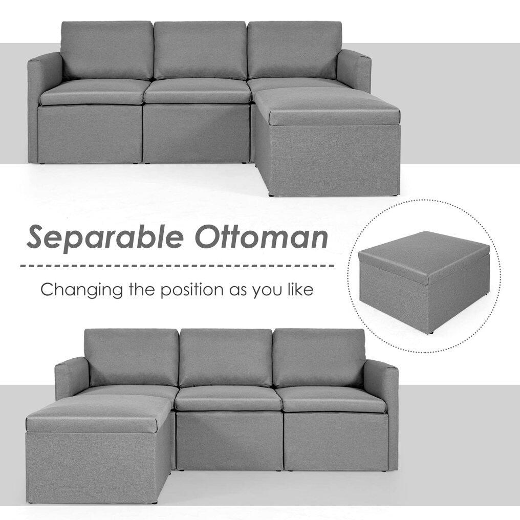 Modern L-Shaped Convertible Sectional Sofa Couch with Reversible Chaise