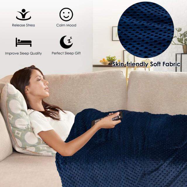 Kids/Adult Weighted Blanket with Removable Cover, 100% Cotton/Minky Fabric