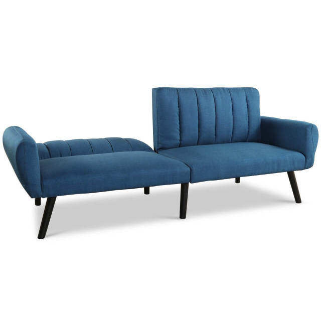 Premium Linen Futon  Folding Sofa Bed Couch w/ 5 Position Recline Angles