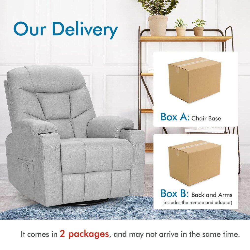 Swivel Rocker Recliner Chairs with Massage and Heating