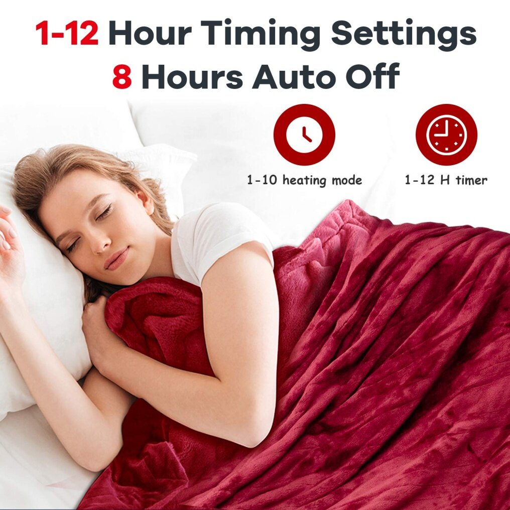 Electric Heated Blanket, Flannel Electric Blanket Throws,Fast Heating ETL Certification & Machine Washable Design