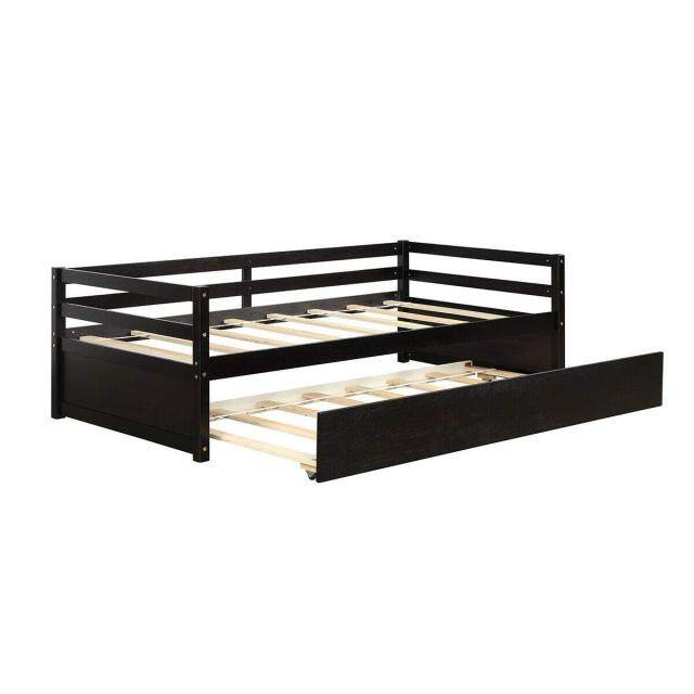 KOMFOTT Twin Size Wooden Daybed with Trundle Bed Set