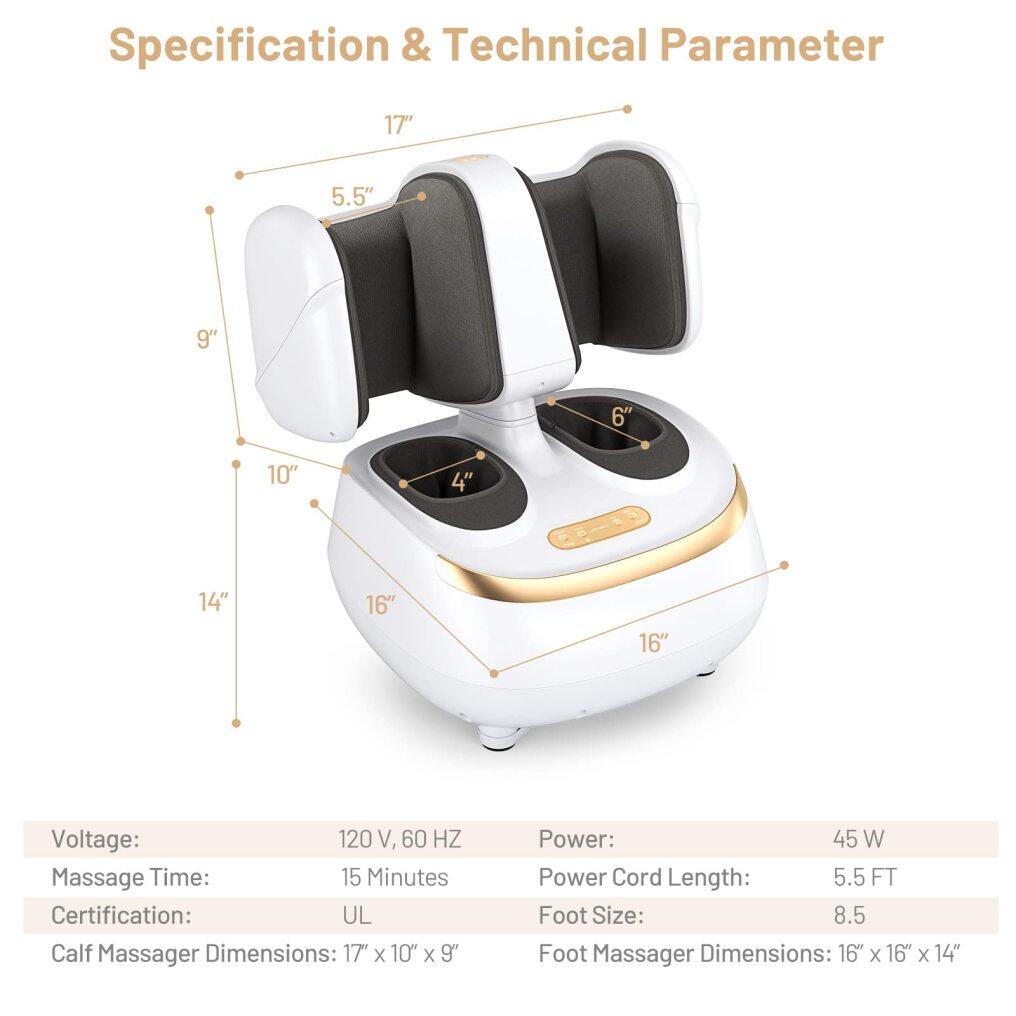 Foot and Calf Massage with Tilt Base, Heat, 3 Modes and Intensities,360 Degree Detachable Flip Massager
