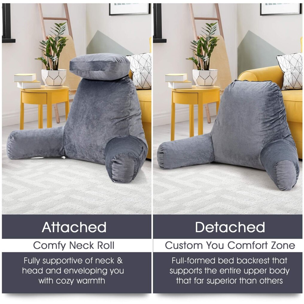 KOMFOTT Reading Bed Rest Wedge Pillow Shredded Memory Foam Backrest Lounge Cushion