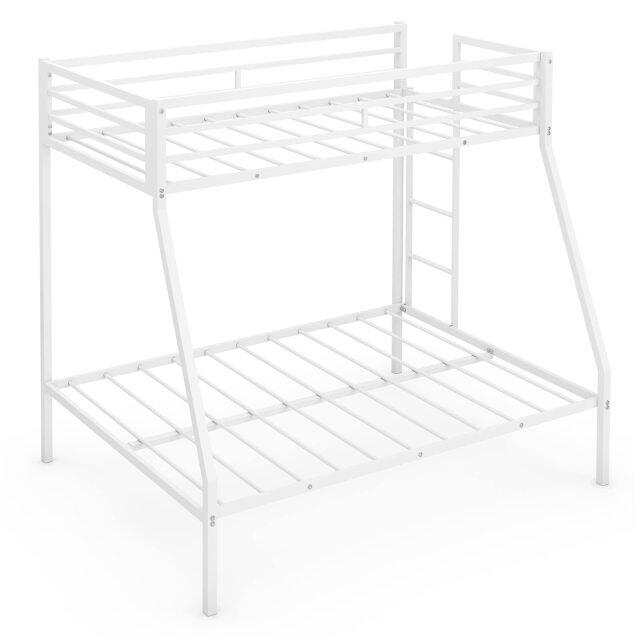 KOMFOTT Metal Bunk Bed Twin-Over-Full, Heavy Duty Metal Bed Frame with Safety Rail & Ladder