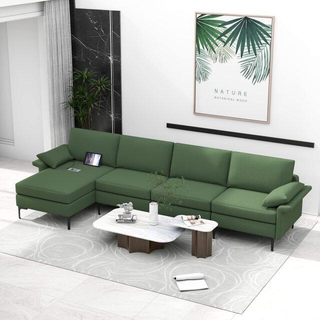 KOMFOTT 100.5 Inch Extra Large L Shaped Sectional Sofa Couch, 3-Seat Sofa with Reversible Chaise Lounge