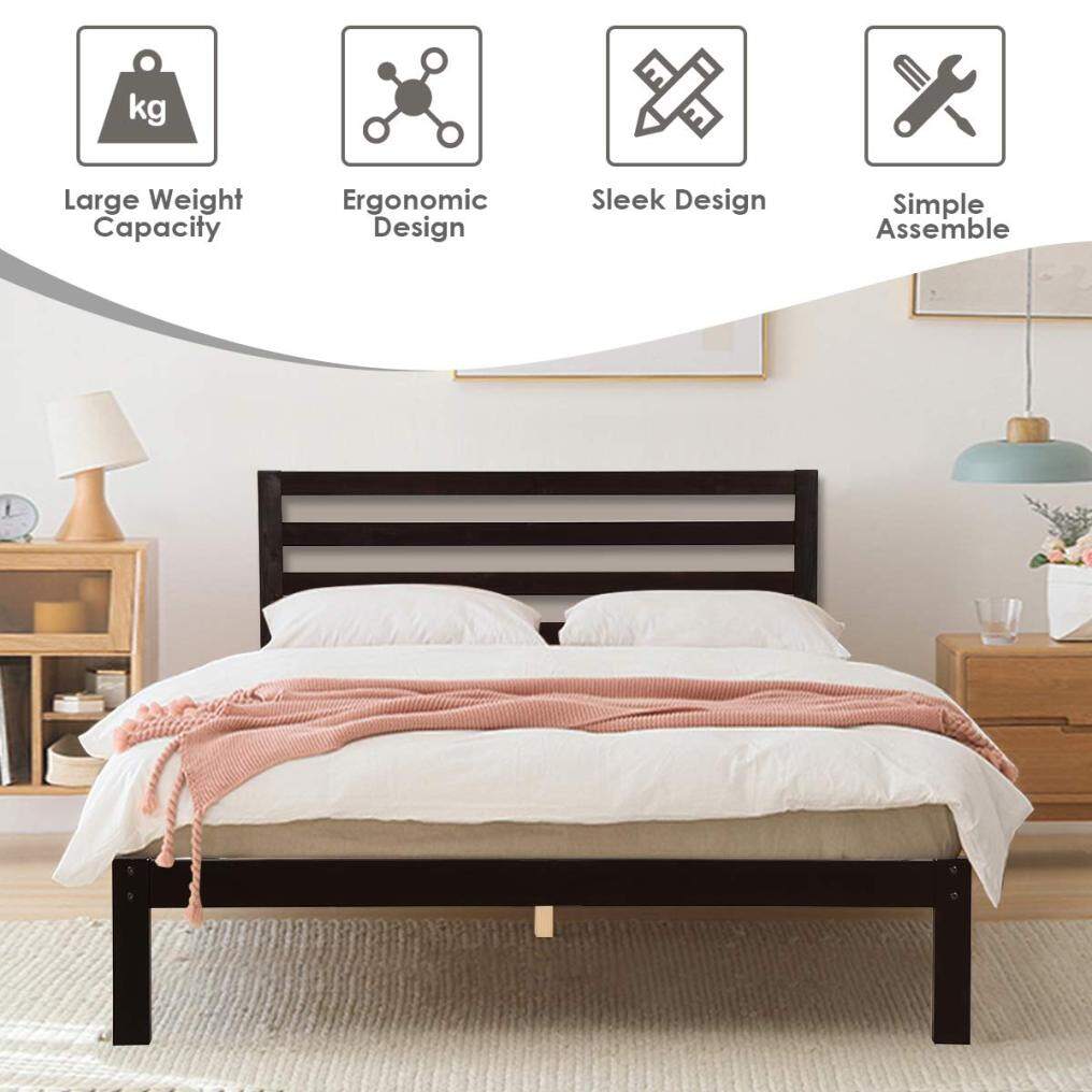 Modern Wood Platform Bed Frame w/ Headboard