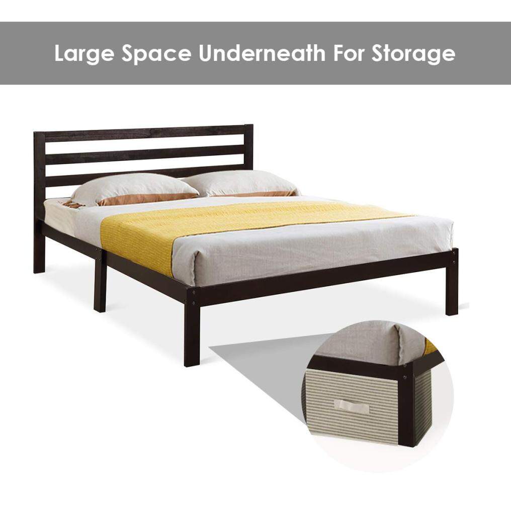 Modern Wood Platform Bed Frame w/ Headboard