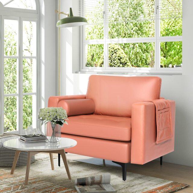 Modern Accent Sofa w/Comfy Cushion Bolster for Bedroom Reception Room