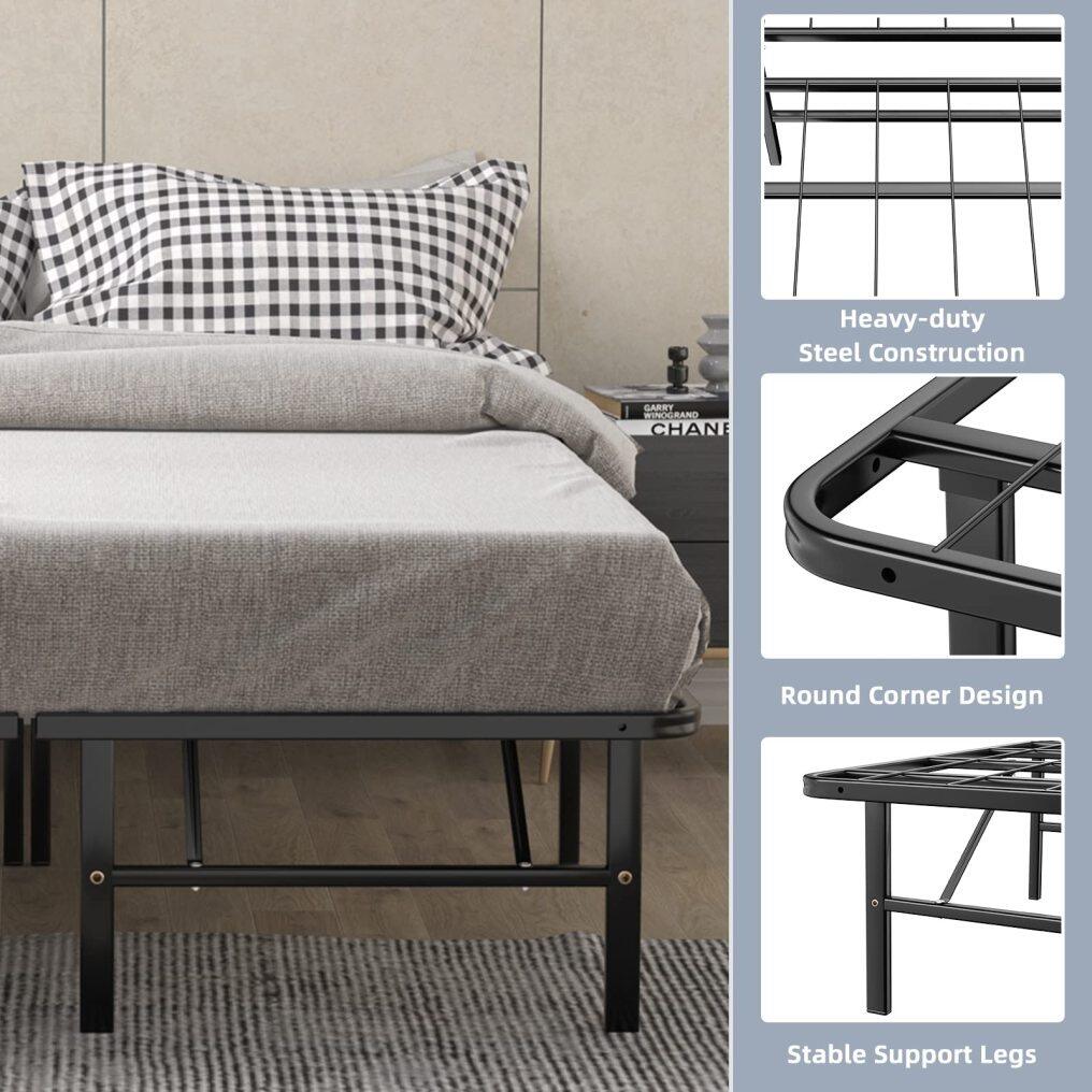 Platform Bed Frame, 14 Inch Foldable Metal Mattress Foundation
