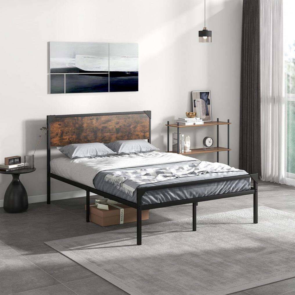 KOMFOTT Metal Platform Bed Frame with Headboard