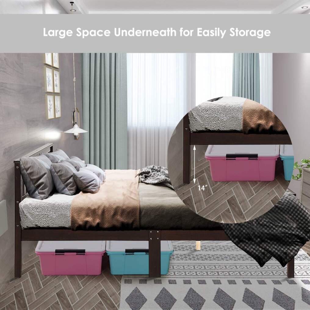 Deluxe Solid Wood Platform Bed with Headboard & Footboard
