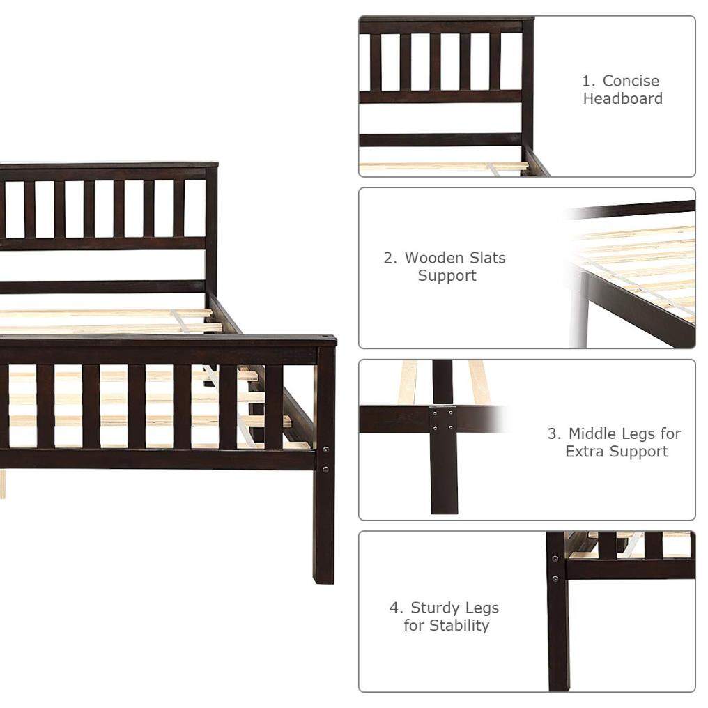 Deluxe Solid Wood Platform Bed with Headboard & Footboard