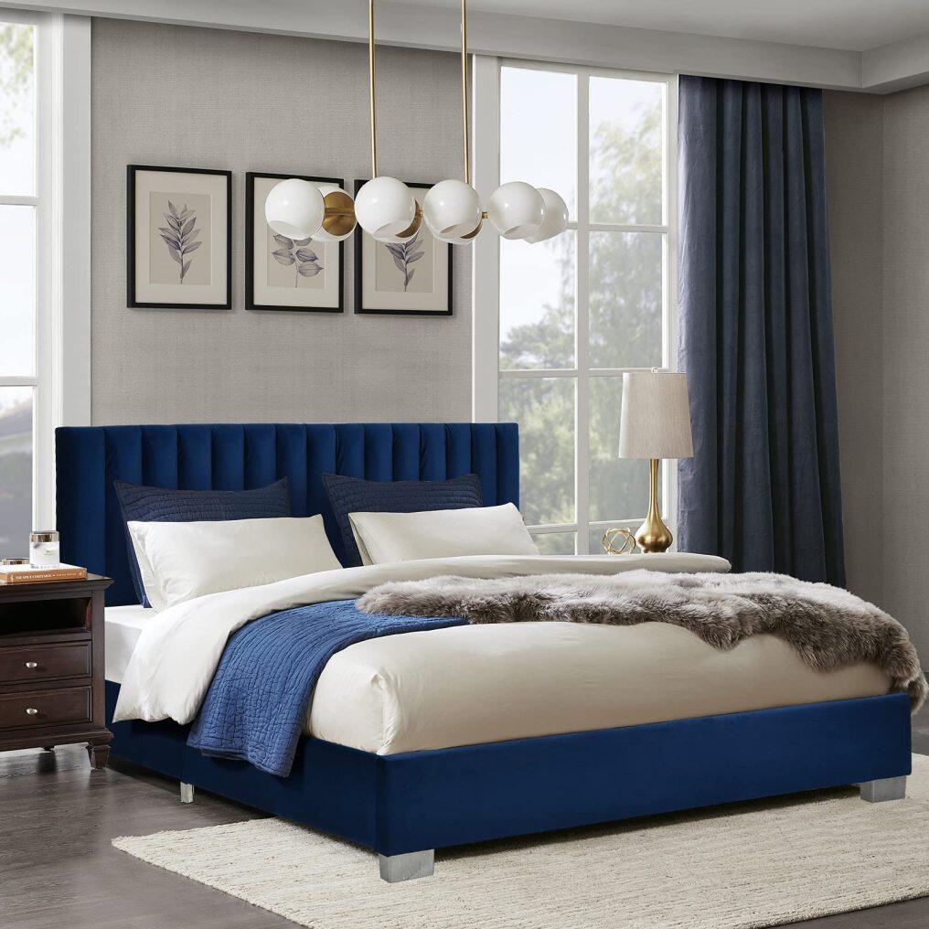 Bed Frame, Headboard, Heavy Duty Wood Slats Support & Mattress Foundation