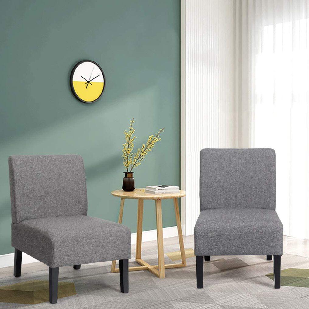 Armless Accent Chair with Thick Sponge Cushion | Upholstered Fabric Side Chairs