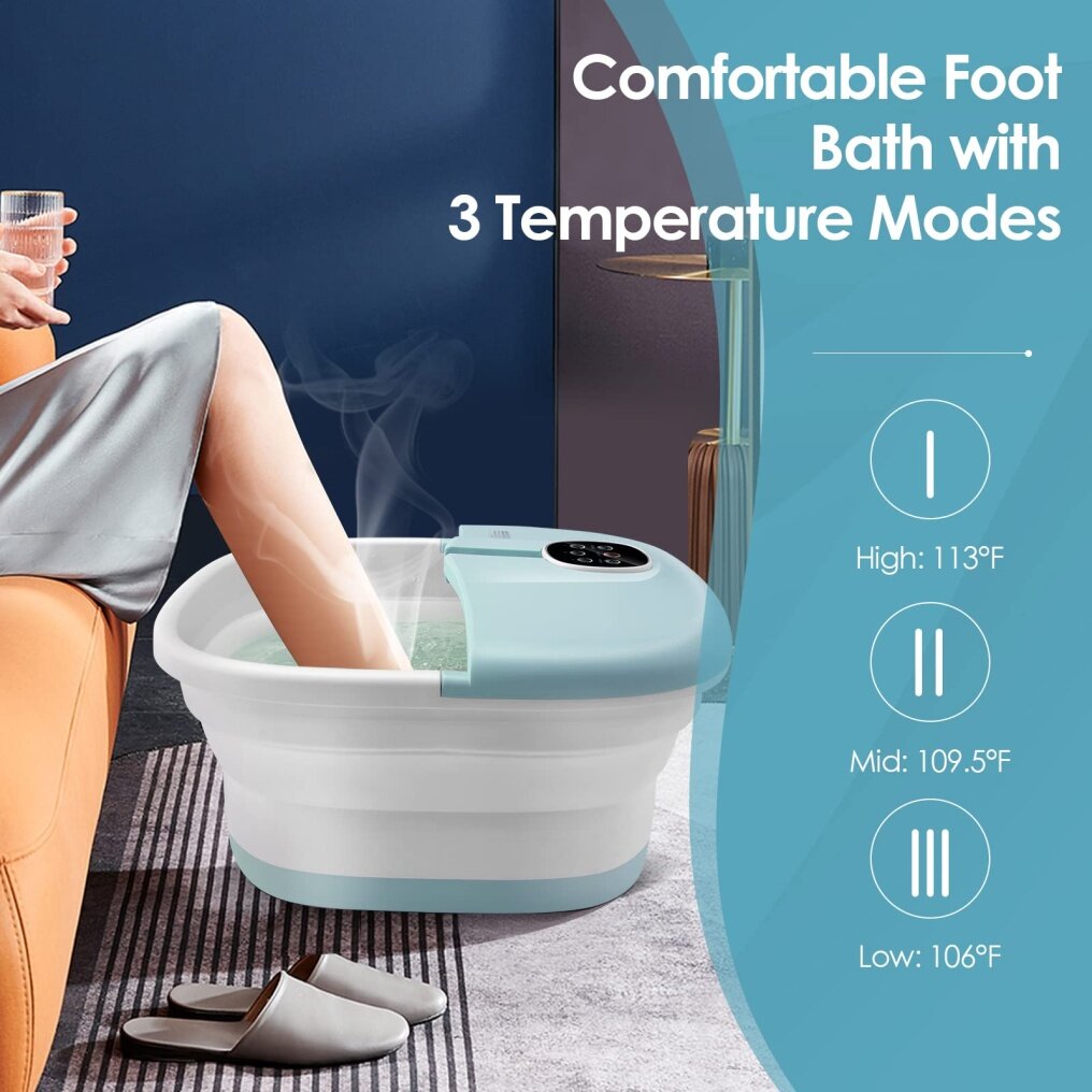 Foot Bath Spa w/Heat and Massage | Collapsible Foot Spa Tub