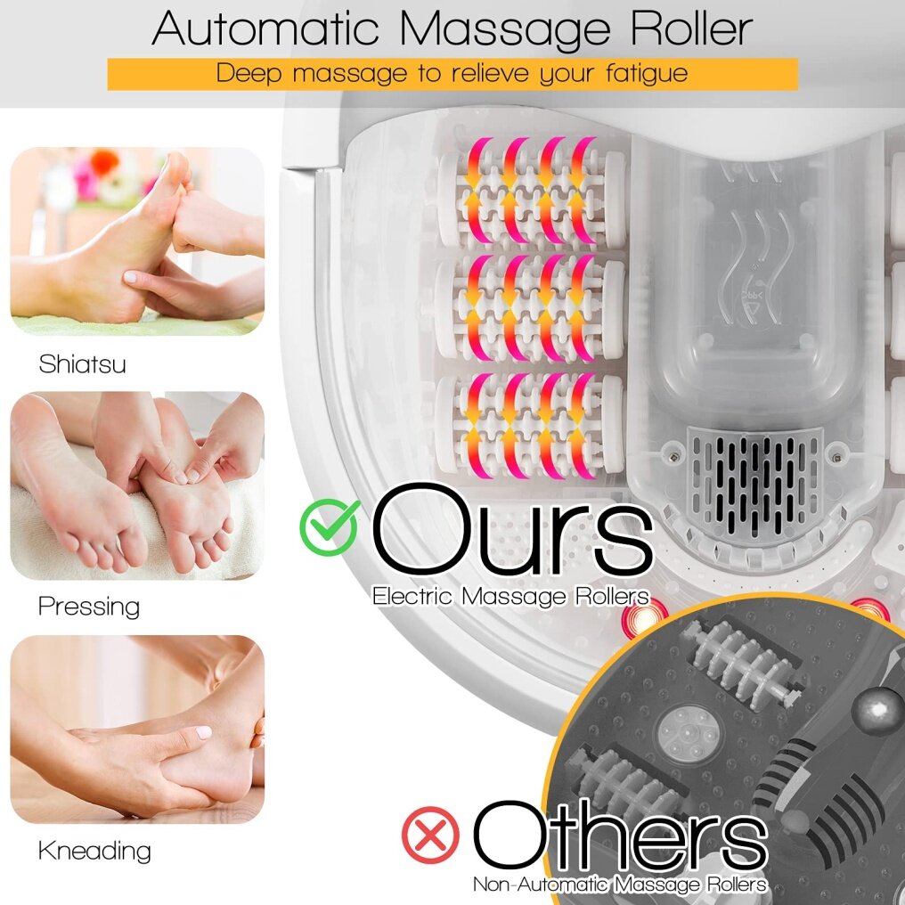 Home Foot Spa Tub with Heat Bubbles & Adjustable Temperature & Time for Feet Relief