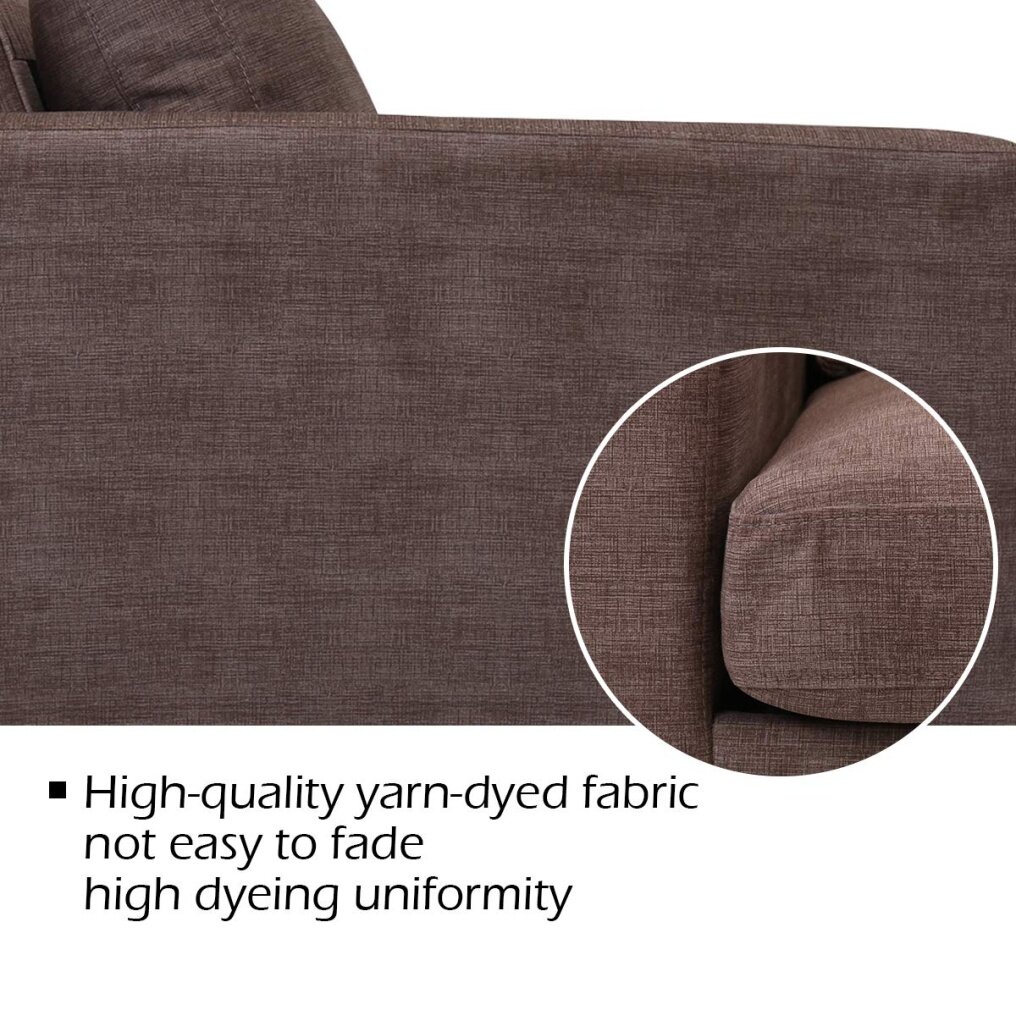 Modern Upholstered Fabric Accent Futon Sofa Bed w/Wood Leg and Armrest