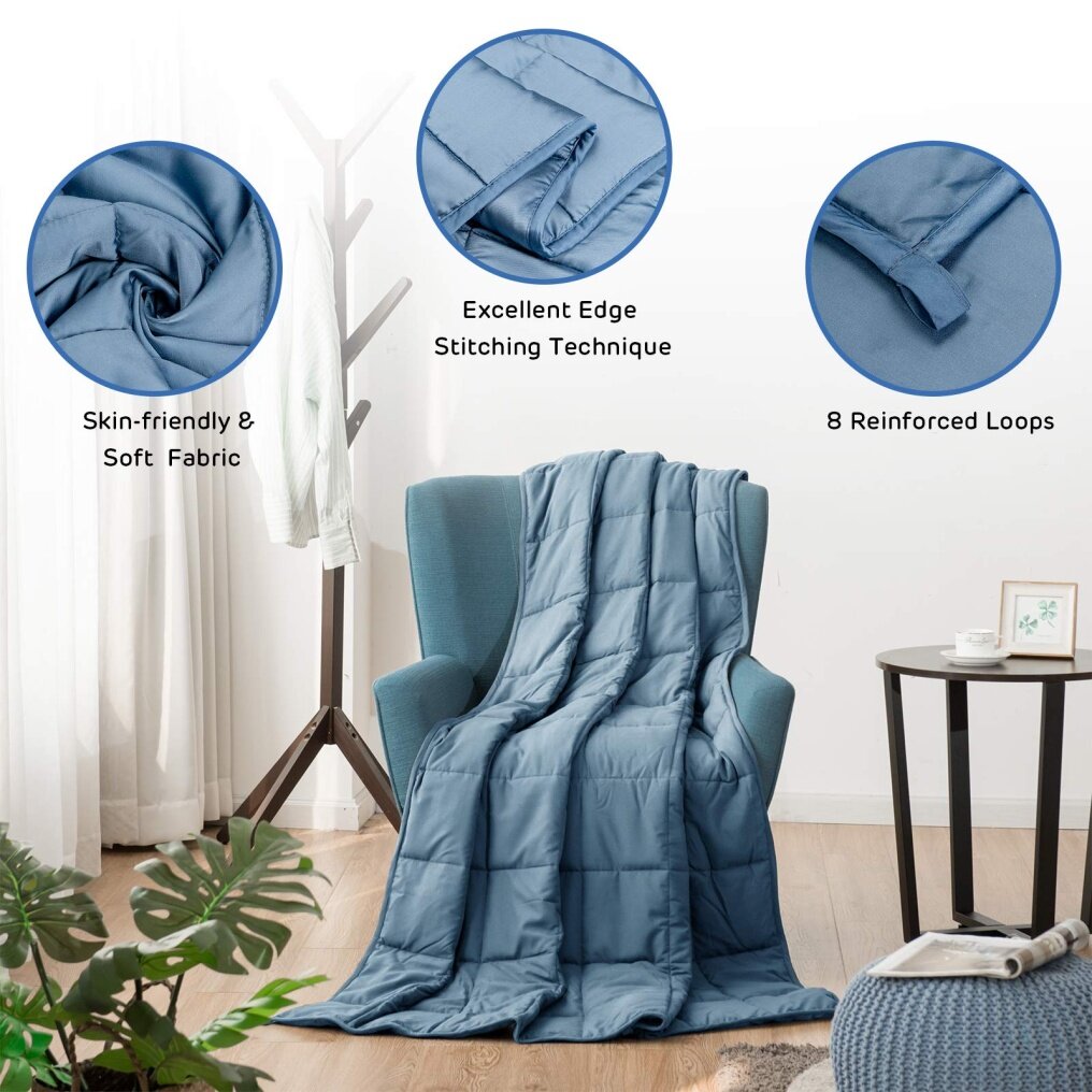 Bamboo Weighted Blanket, Pure Natural Bamboo Cover, Premium Glass Beads, Adults Heavy Blankets