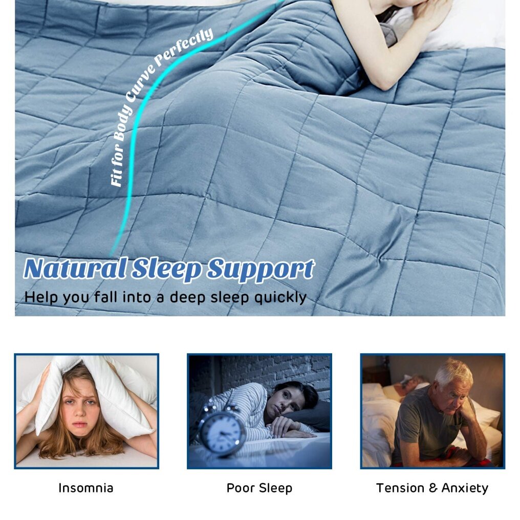 Bamboo Weighted Blanket, Pure Natural Bamboo Cover, Premium Glass Beads, Adults Heavy Blankets