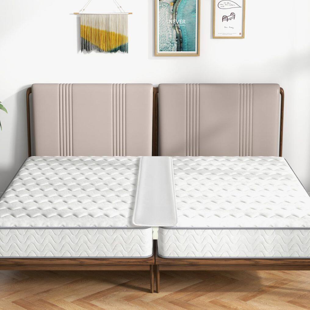 KOMFOTT 75” X 9” Bed Bridge, Twin to King Converter Kit, Adjustable Bed Mattress Connector with Strap