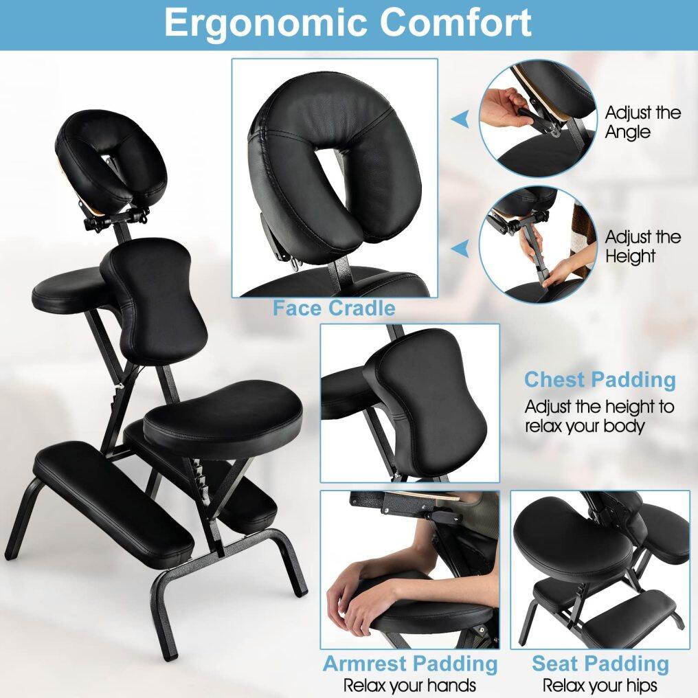 KOMFOTT Portable Light Weight Massage Chair Travel Massage Tattoo Spa Chair w/Carrying Bag